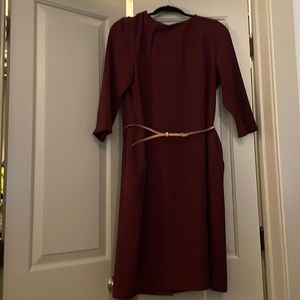 Burgundy MM LaFleur Dress with tan belt